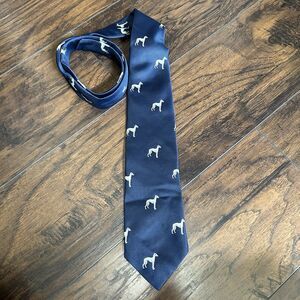 Chipp 2 Men's Navy Neck Tie With Greyhound Dog Whippet USA Jacquarding